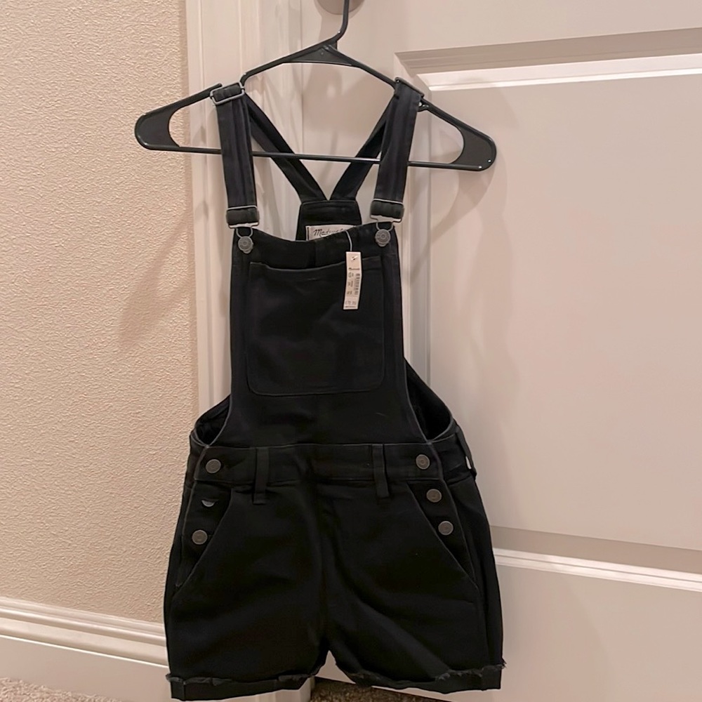 Madewell black denim overalls